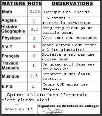 voici le meilleur bulletin de lannée scolaire